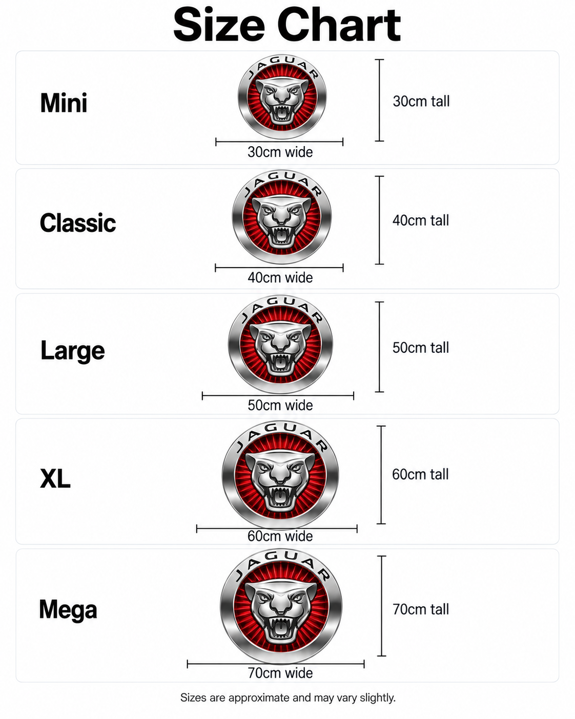 JAGUAR - Round Badge Pillow size guide