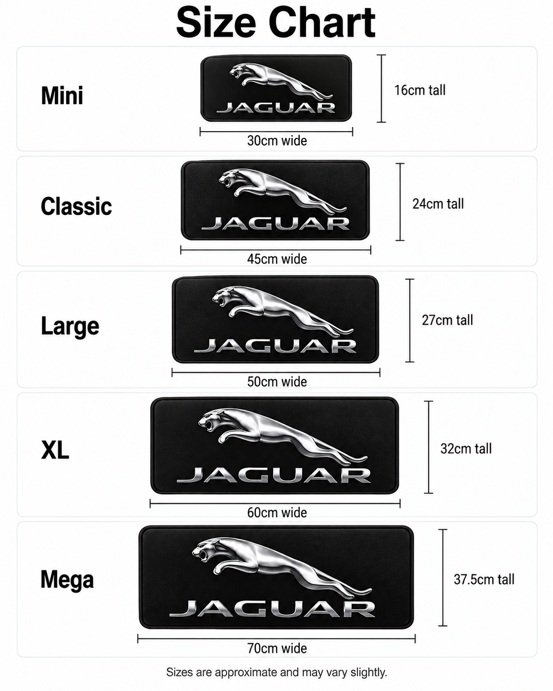 JAGUAR - Black Chrome Pillow size guide