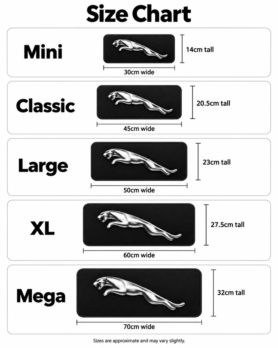 JAGUAR - Cat Chrome Pillow size guide