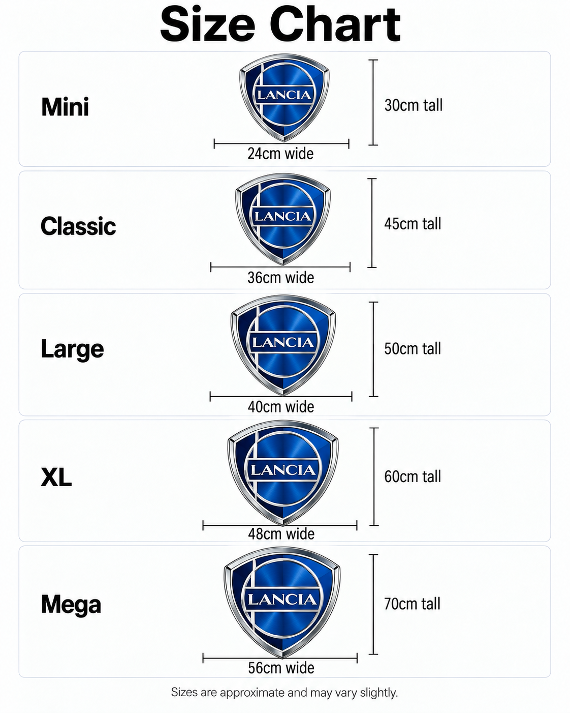 LANCIA - New Badge Pillow size guide