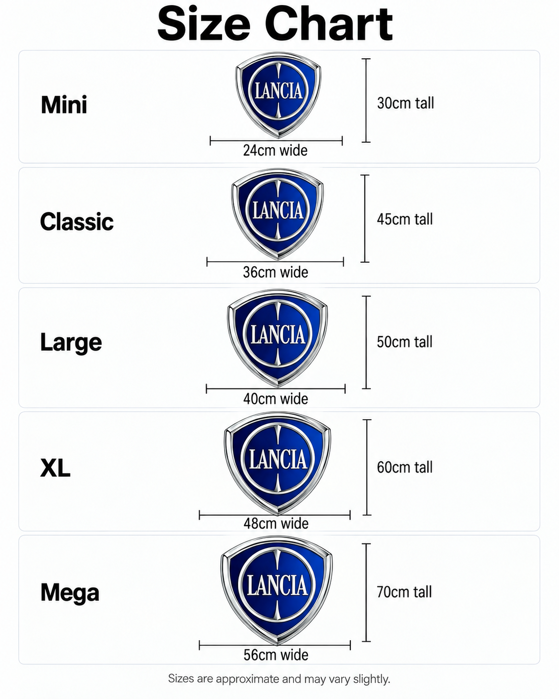 LANCIA - Badge Pillow size guide