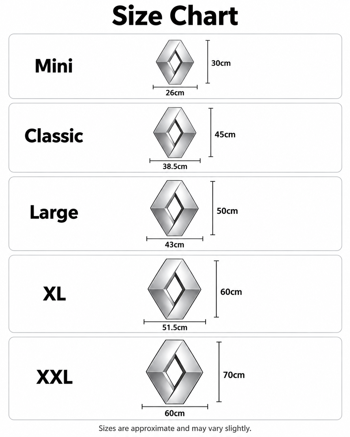 RENAULT - Badge Pillow size guide