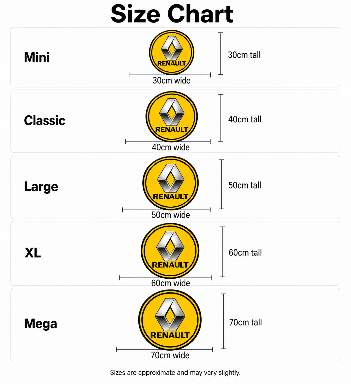 RENAULT - Round Pillow size guide